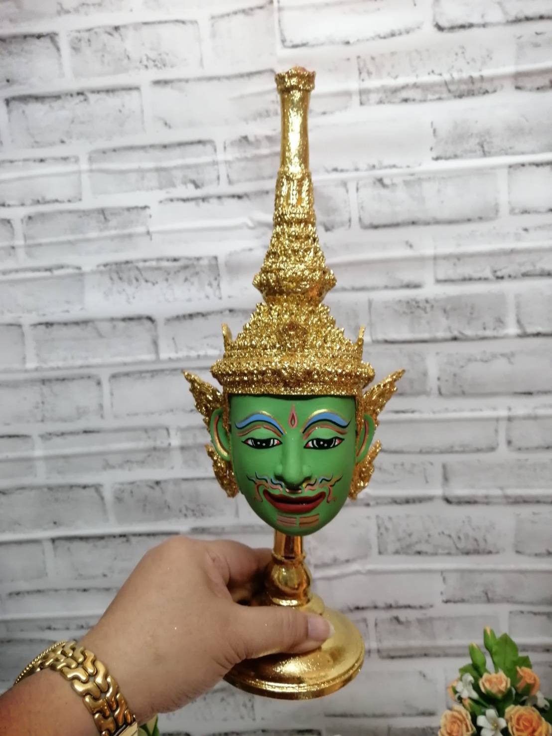 เศียรครู พระปรโคนธรรพ ขนาด 5 นิ้ว พร้อมฐานปิดทอง