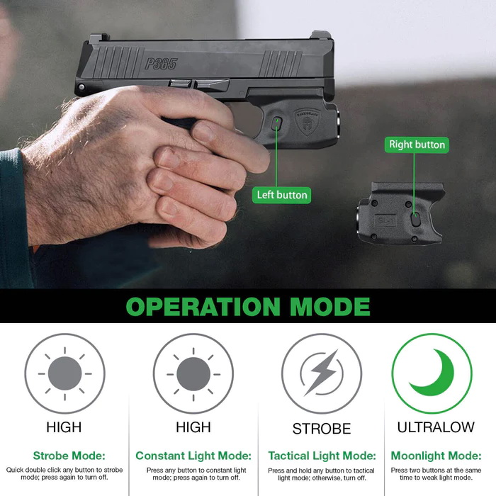 ไฟฉาย Warriorland SL-1 + ซองพกใน Kydex G43/G43X ( เฉพาะรุ่นที่ไม่มีราง ) ไฟฉาย Warriorland SL-1 + ซองพกใน Kydex 🔺ไฟฉาย ผลิตจาก Polymer เกรดคุณภาพ 🔺ออกแบบให้ทนทานต่อแรงรีคอยด์ได้ 🔺ความสว่าง 150 Lumens 🔺ระยะส่องสว่าง 100 m. &