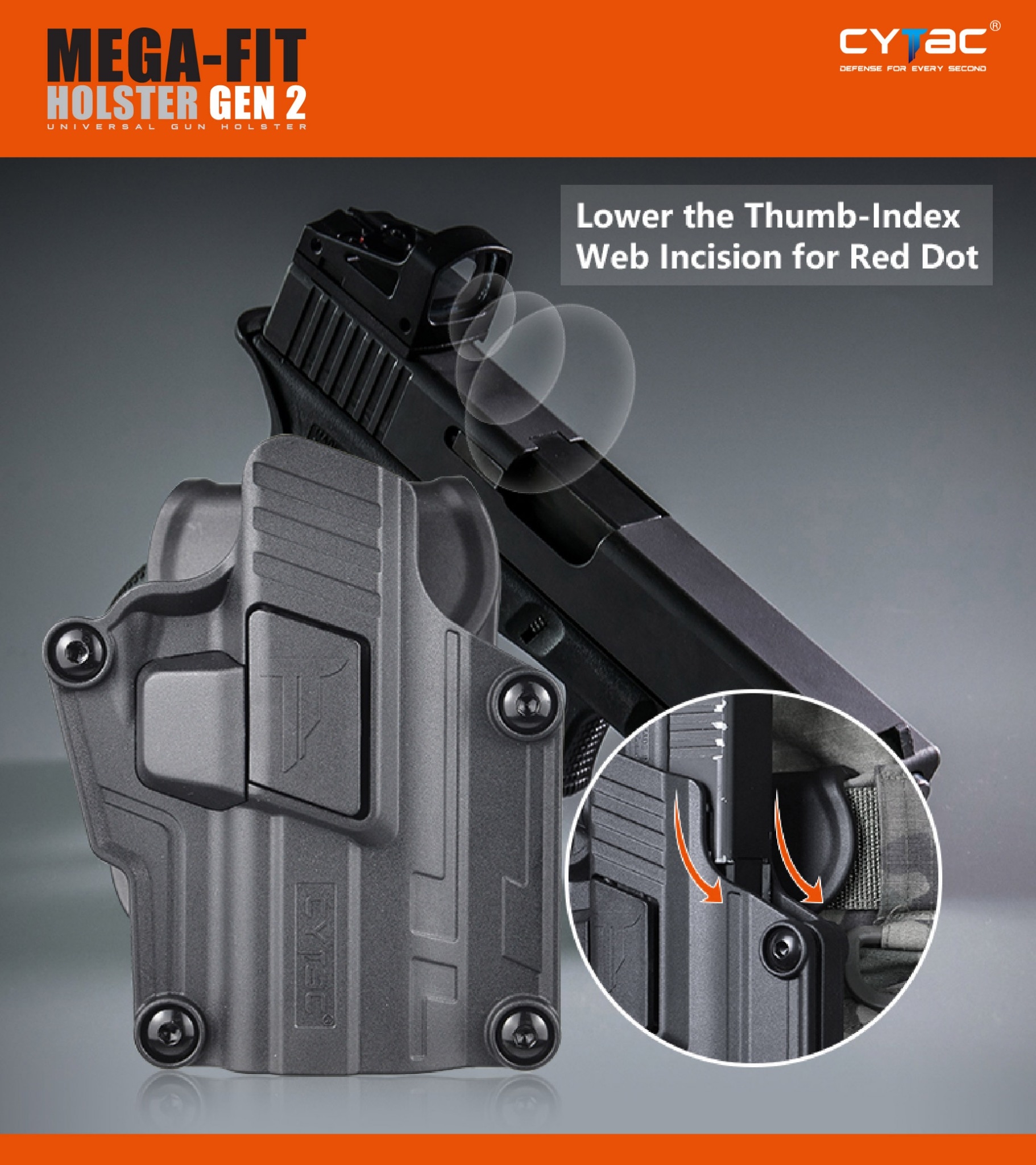 New.Cytac Mega-Fit Holster Gen2 [ CY-UHFSG2 ] ⚡️ซองปืนที่ออกแบบมาให้สามารถใช้งานได้หลากหลายรุ่น (ตามตารางแนบ) เช่น Glock , Sig Sauer, CZ , Beretta, Ruger , S&W, Walther, Colt, Taurus และอื่นๆ ⚡️ผลิตจากวัสดุ Polymer เกรดคุณภาพ ⚡️ซองถูก