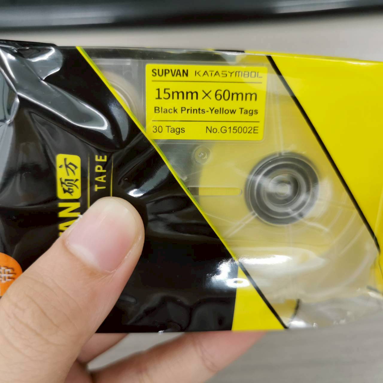แท็กสายไฟสีเหลือง G15002E 15x60 mm. Cable tag ยี่ห้อ SUPVAN 30pcs/roll