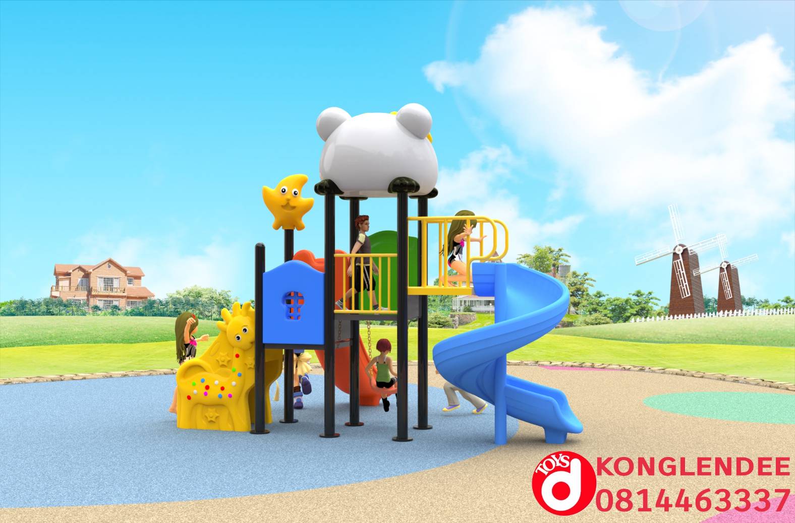 เครื่องเล่นสนาม ชุุดแพนด้าสไลเดอร์วนเล็ก