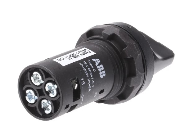 ซีเล็คเตอร์สวิตช์ ABB 3จังหวะ บิดค้าง 1NO+1NC Selector switches รู 22 mm