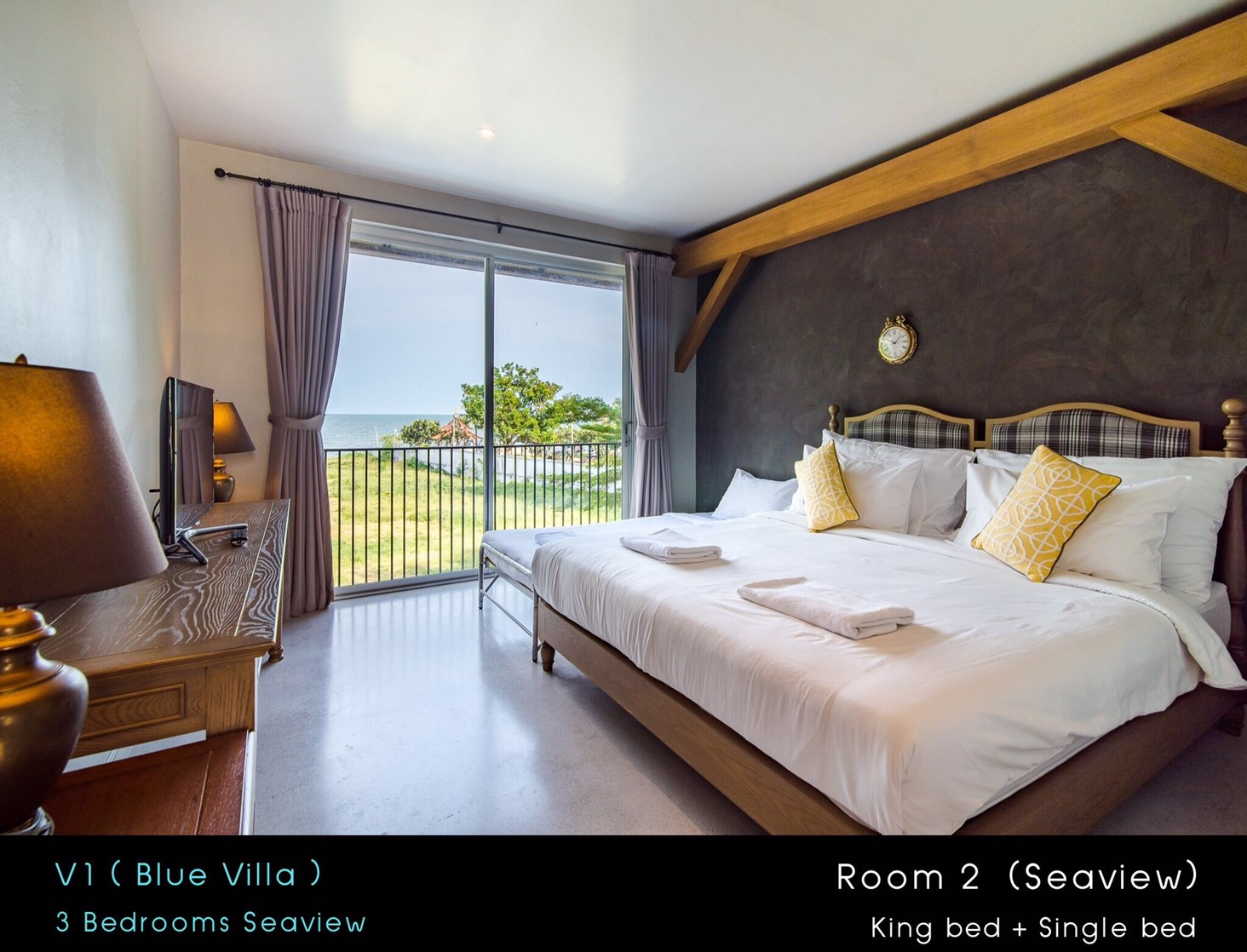 HR15019 บ้านพักหัวหิน บ้านทัศคานี บีช วิลล่า 1 ( Blue 3Bed Sea View )