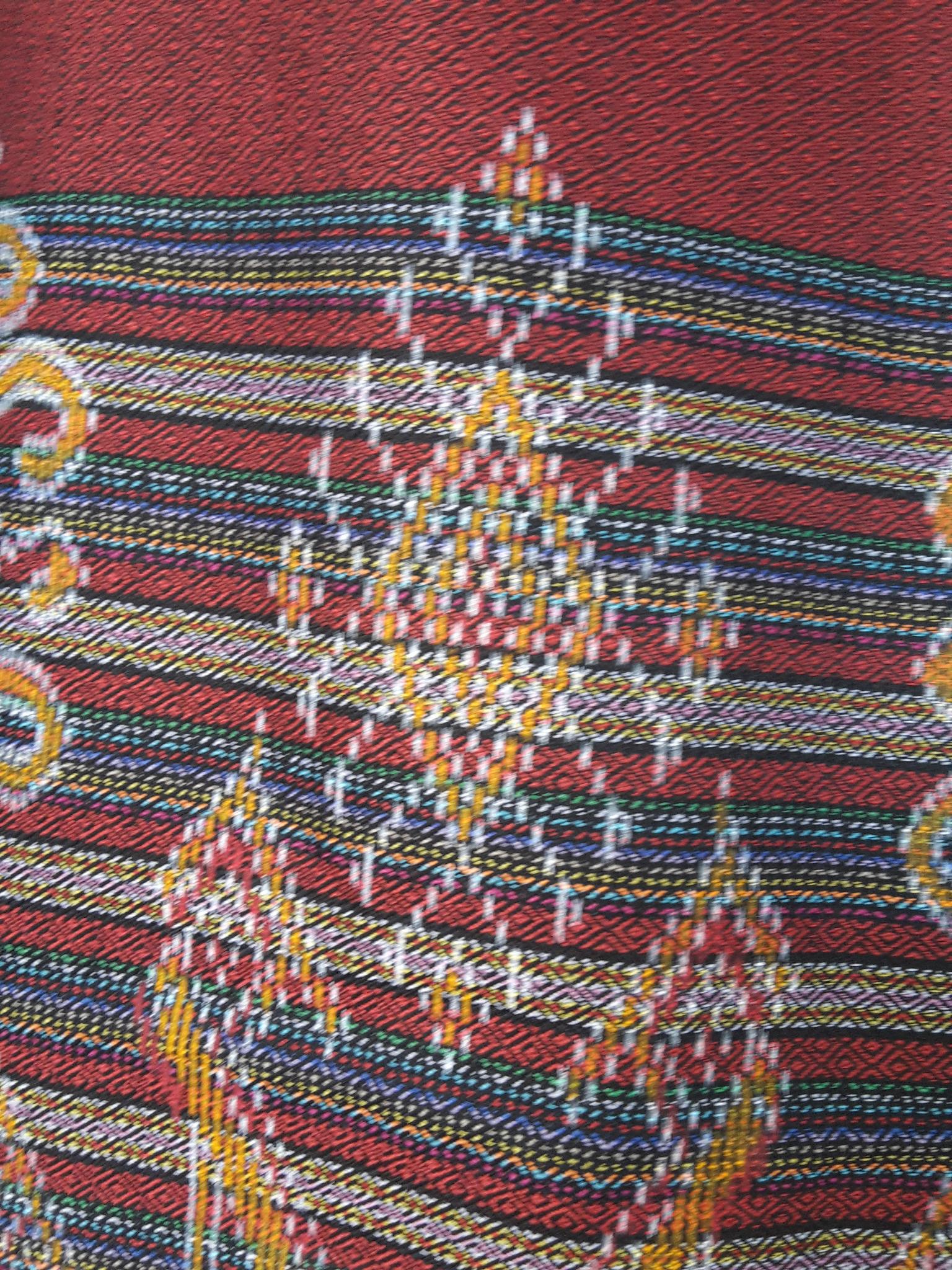 ผ้าถุงตัดสำเร็จแบบป้ายเลื่อนตะขอลายนกยุง ผ้าถุงสำเร็จรูปมัดหมี่ลายนกยุง ผ้าฝ้ายมัดหมี่ตีนแดงสี่ตะกรอตัดสำเร็จลายนกยุงลายลูกแก้วในตัว พร้อมส่ง