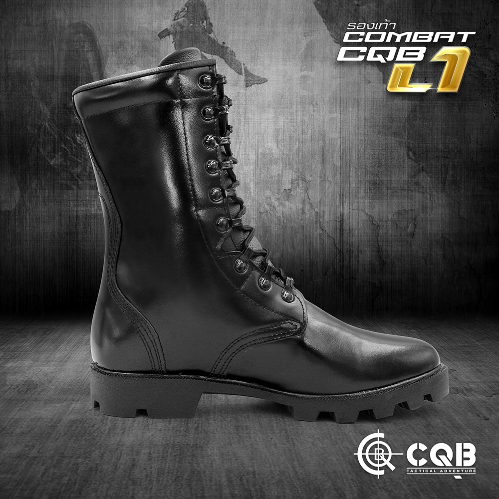 New. New.รองเท้า Combat CQB รุ่น L1# รองเท้าคอมแบท หนังวัวแท้ ออกแบบมาเพื่อรองรับ ขนาด และ รูปร่างเท้าของ คนไทย ทรงเรียวสูง แต่ไม่บีบรัดหน้าเท้า 🚩ตาไก่ปลดไว 9 รู ความสูงจากพื้น 10 นิ้ว 🚩น้ำหนักเบา หนังมีความนุ่มใส่สบาย 🚩รองพื้นนิ่ม