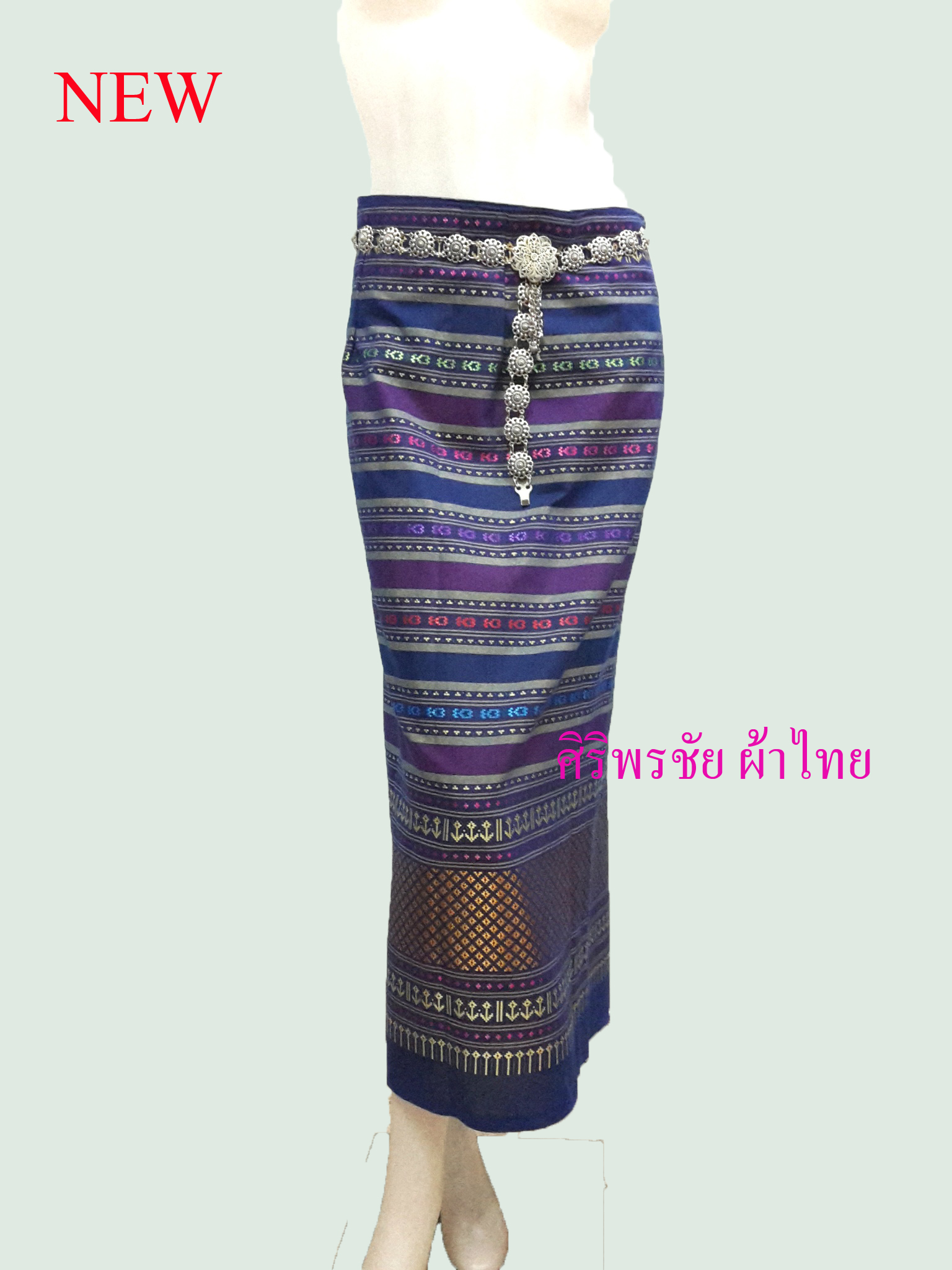 ผ้าถุงสำเร็จรูปแบบป้ายเลื่อนตะขอไทยล้านนา ผ้าถุงสำเร็จรูปยกดอกไทยล้านนา ผ้าฝ้ายมัดหมี่ตัดสำเร็จสอดดิ้นเงิน พร้อมส่ง
