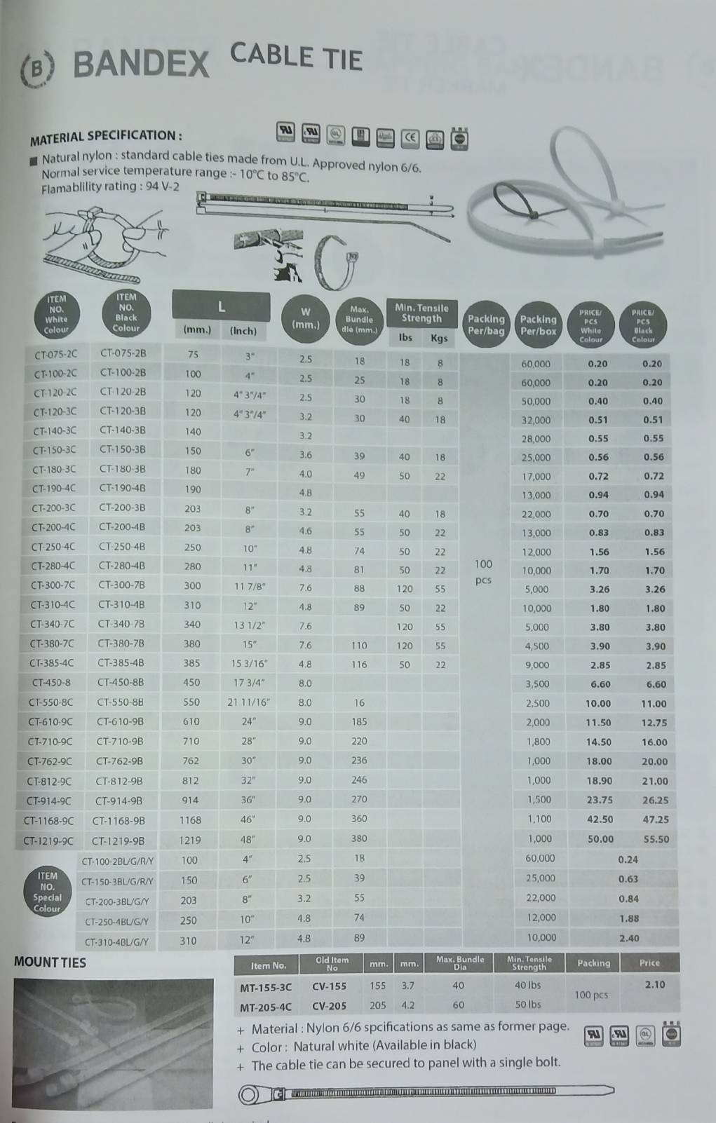เคเบิ์ลไท CABLE TIE BANDEX ที่รัดสายไฟ แพ็ค10 ถุง แพ็ค10 ถุง แพ็ค10 ถุง