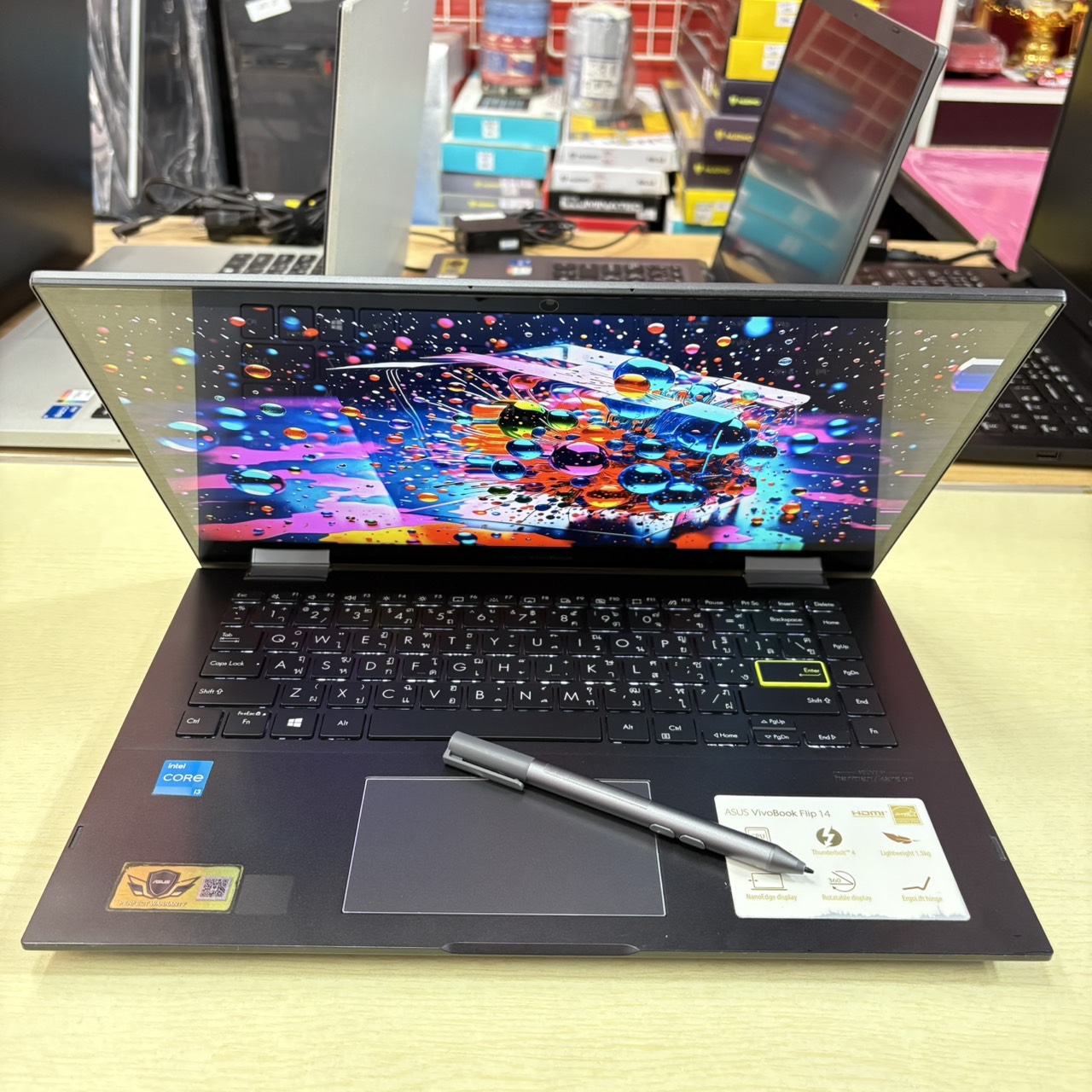 ASUS VIVOBOOOK FLIP 14 TP470EA-EC301WS สภาพเครื่อง 85% ติดฟิล์มกันรอยหน้าจอแล้ว ( 2 IN 1 ฝาพับ 360 องศา หน้าจอ Touch Screen + ปากกา )