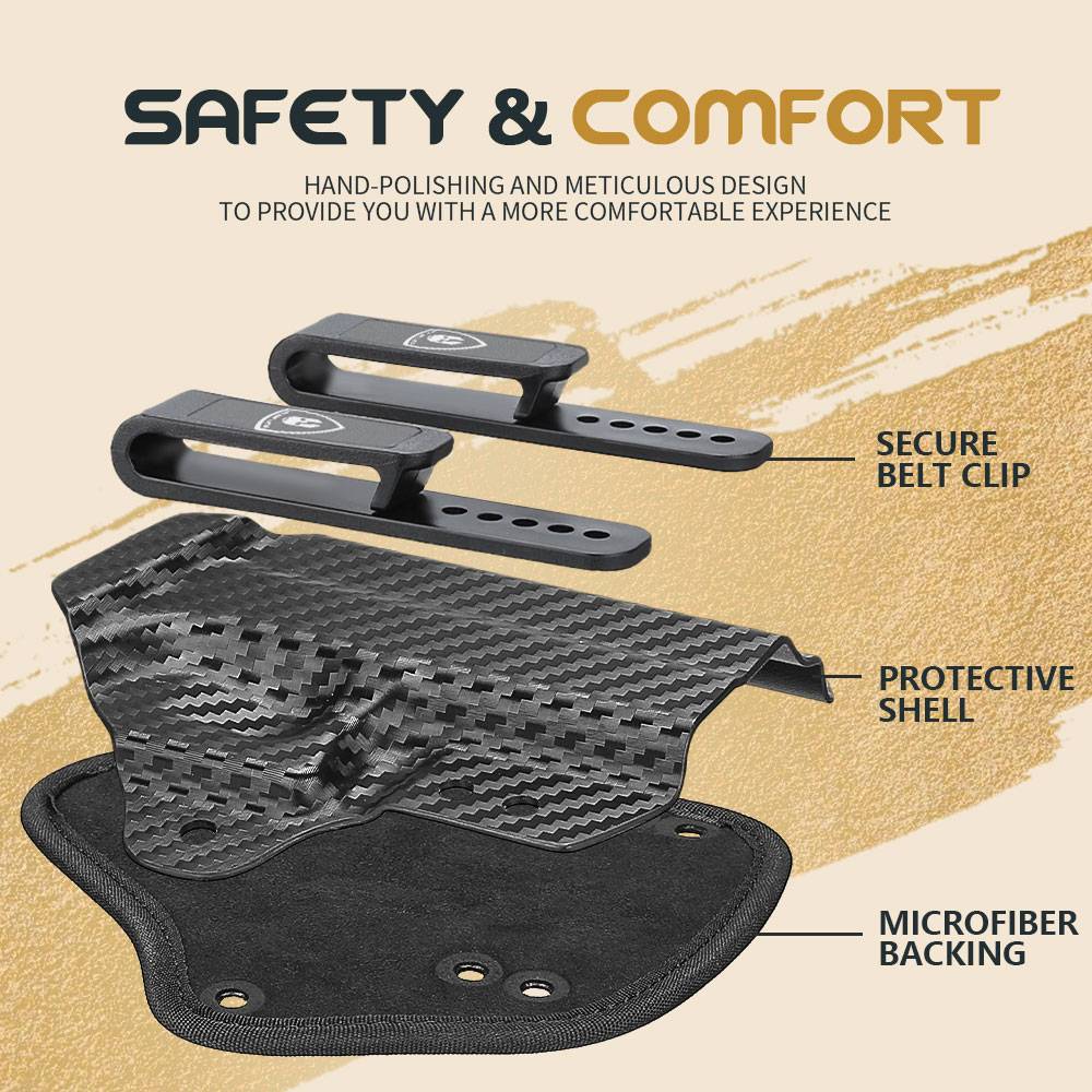 New. ซองพกใน Universal (Carbon Fiber+ Nylon) Warriorland Warriorland IWB Universal Hybrid Carbon Fiber&Nylon Holster ⭕ใช้งานได้กับ Compact & Full size หลากหลายรุ่น ตามตารางในภาพประกอบ ⭕ ปรับใช้ เพียงปรับสกรู 5 จุด ให้กระชับตามต้องการ ⭕ซองผลิตจาก Carbon Fi