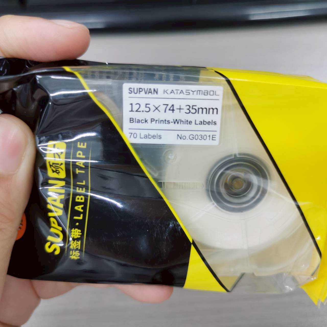 SUPVAN G0301E ลาเบล เทปแบบธง สีขาว 12.5×(74+35)mm, 70pcs/roll Flag Label White