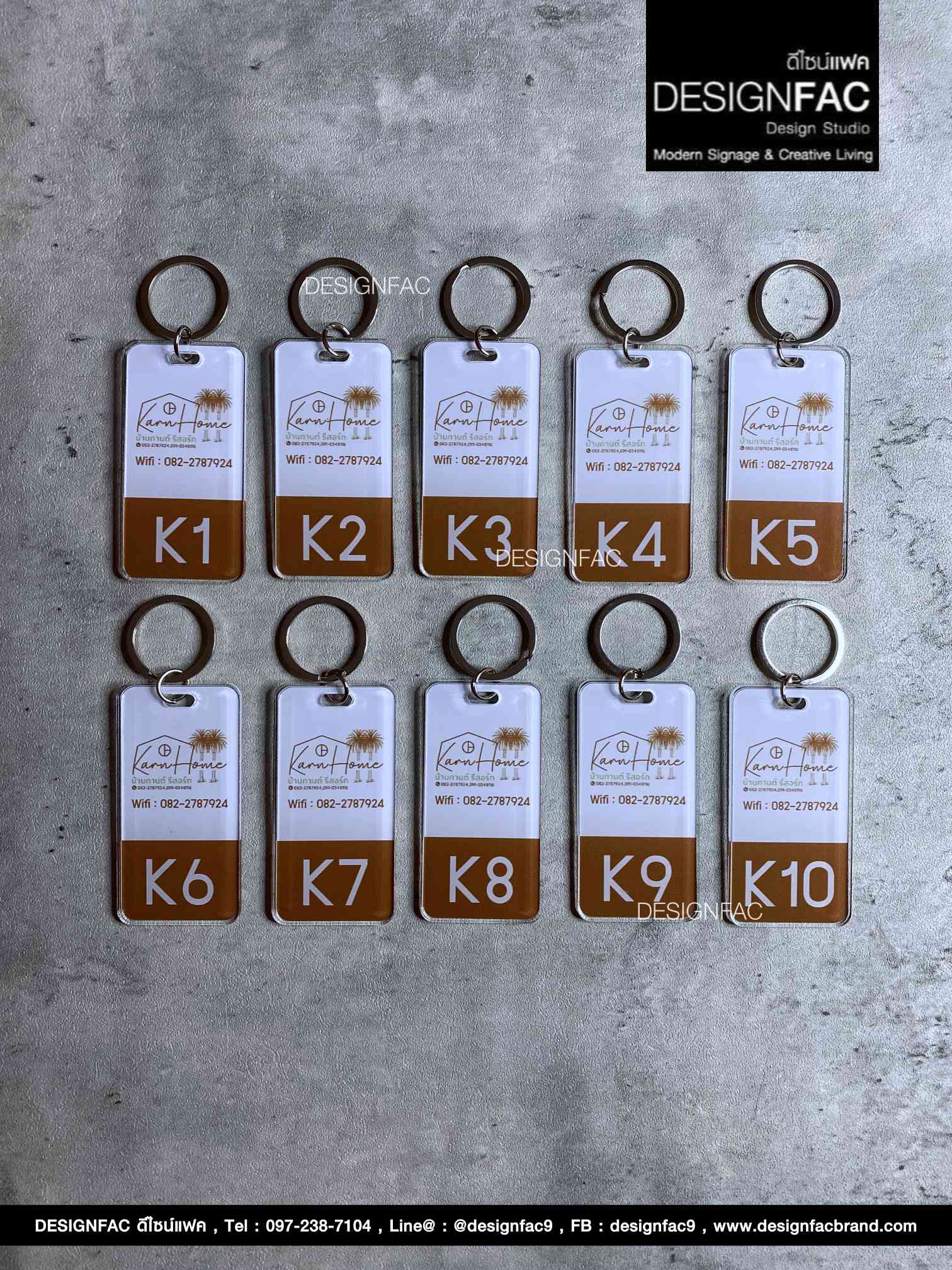 พวงกุญแจเลขห้องพัก พวงกุญแจอะคริลิค สไตล์โมเดิร์น มินิมอล