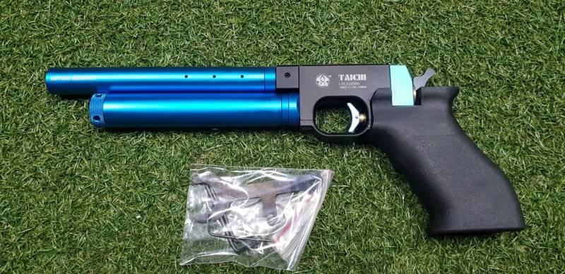 #ปืนอัดลมทรงแข่งขันTaichi .177cal. Co2 Pistol เบอร์1 Price 13,500฿. 🆓️ลูก+Gas Co2🆓️ ✔Made in Taiwan ✔ไกปืนระบบนกสับ ✔เบอร์ 1 แรง 490+Fps. ✔ปืนพร้อมรางติดกล้องหน้าแคบ ✔ตัวครอบลำกล้องสามารถถอดออกได้ ✔