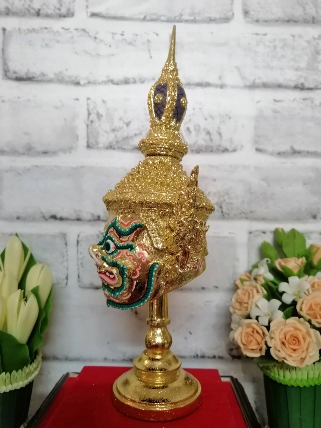 ท้าวเวสสุวรรณ ขนาดกลาง งานละเอียด เรซิ่นปิดทอง พร้อมฐานปิดทอง