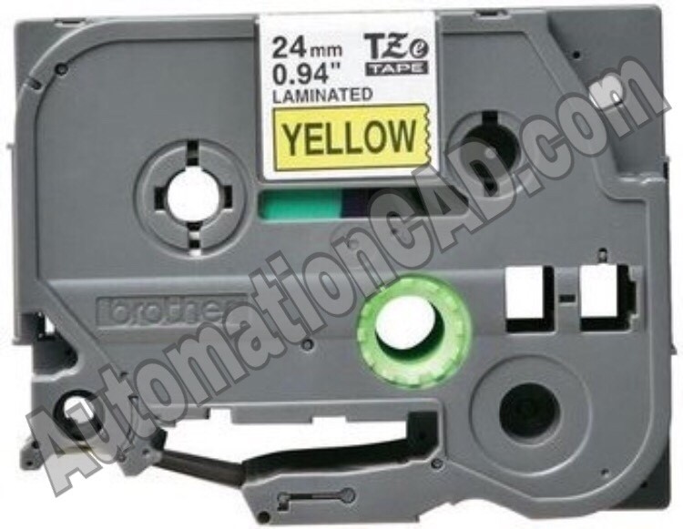 เทปพิมพ์อักษร TZE-651 ขนาด 24 มม. อักษรสีดำพื้นเหลือง แบบเคลือบพลาสติก Brother