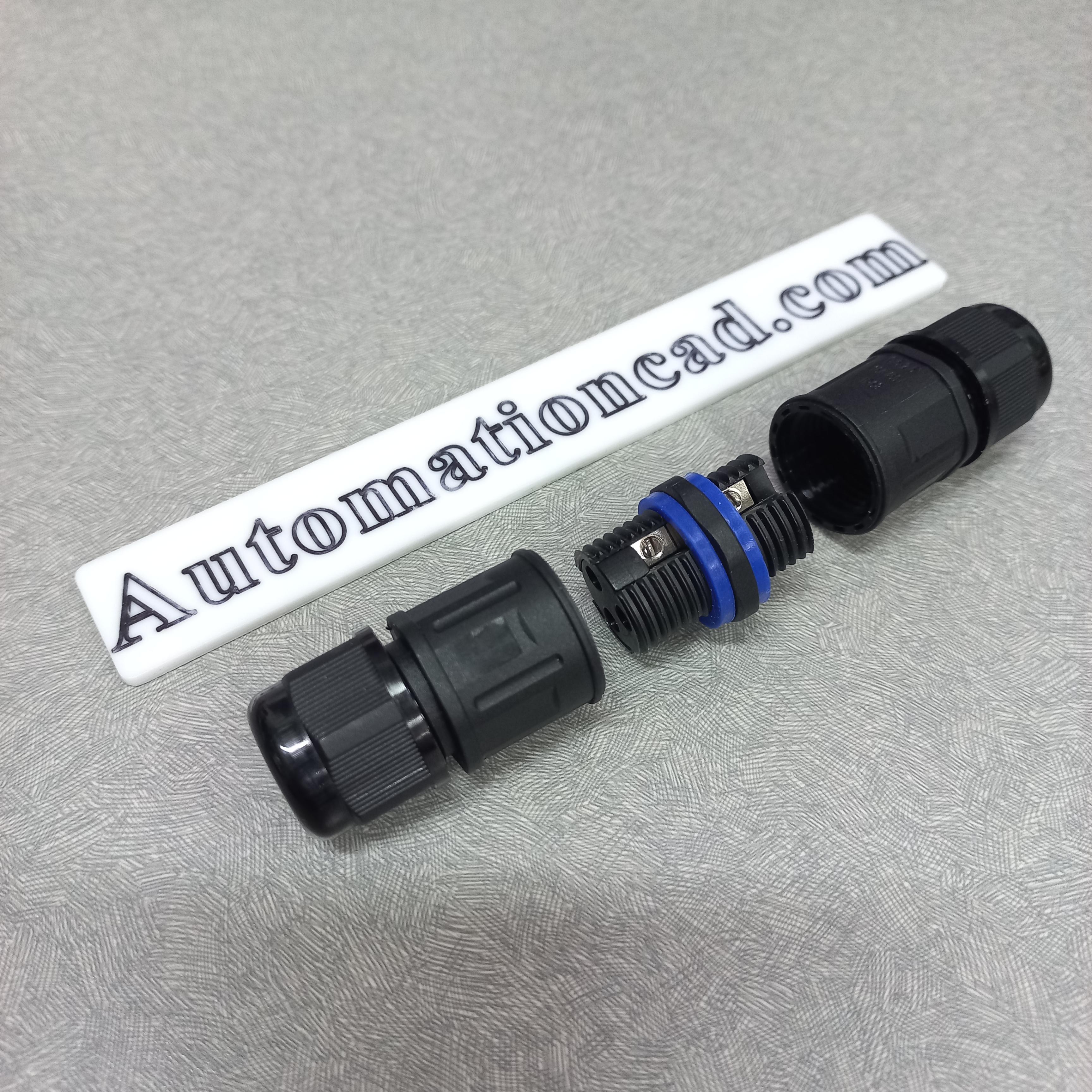 ข้อต่อสายไฟกันน้ำ ใช้กับสายไฟ ขนาด 0.5 ถึง 2.5 mm² แบบ 3 เส้น แบบยึดแกนกลาง