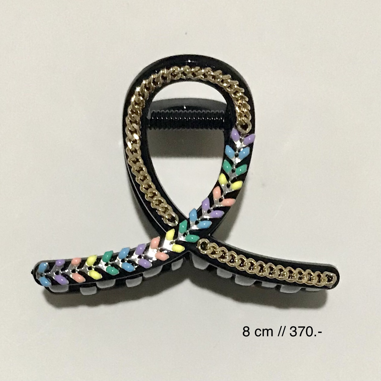 กิ๊บหนีบใหญ่ แต่งลายดอกไม้สีพาสเทลและโซ่สีทอง พรีเมี่ยม สวยหวานๆ ขนาด 8 cm เหมาะกับผมหนา เขี้ยว2ชั้น สปริงดี หรู #กิ๊บหนีบ #กิ๊บเกาหลี #MadeinKorea