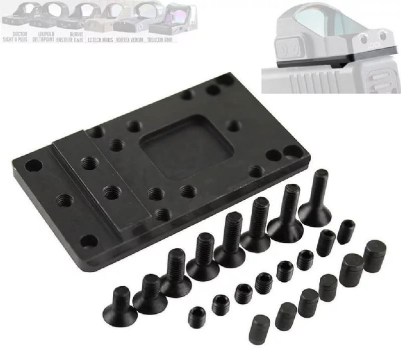 (eighthnote...)Glock Universal mount Adapter plate สำหรับติด Dot ไม่ต้องเจาะหรือตัด Slide ของท่านอีกต่อไป วิธีติดตั้ง เพียงใส่แทนศูนย์หลัง ได้ทันที สำหรับ Glock ทุกรุ่น ยกเว้น G42, G43 ใช้ได้กับ Dot ทั่วไปในท้องตลาด เช่น Trijicon, Burris, Leupold และอื่นๆ