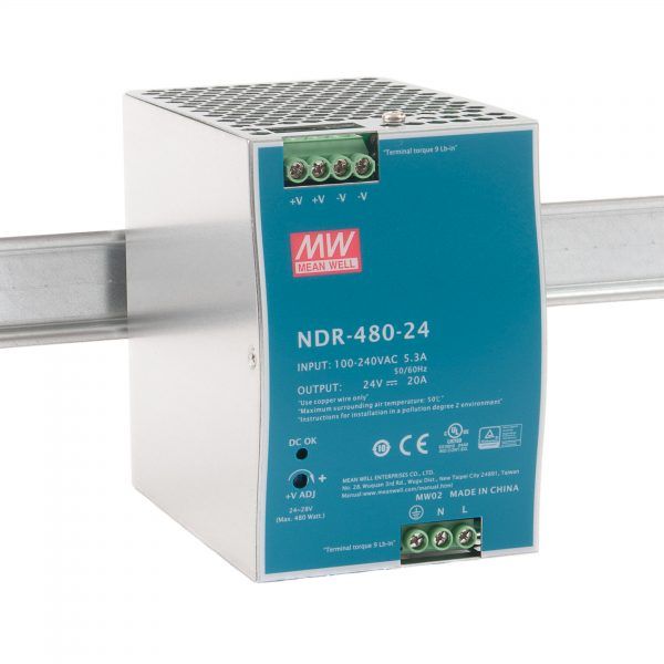 MEANWELL POWER SUPPLY NDR Series - 480W พาวเวอร์ซัพพลาย 20A 24VDC