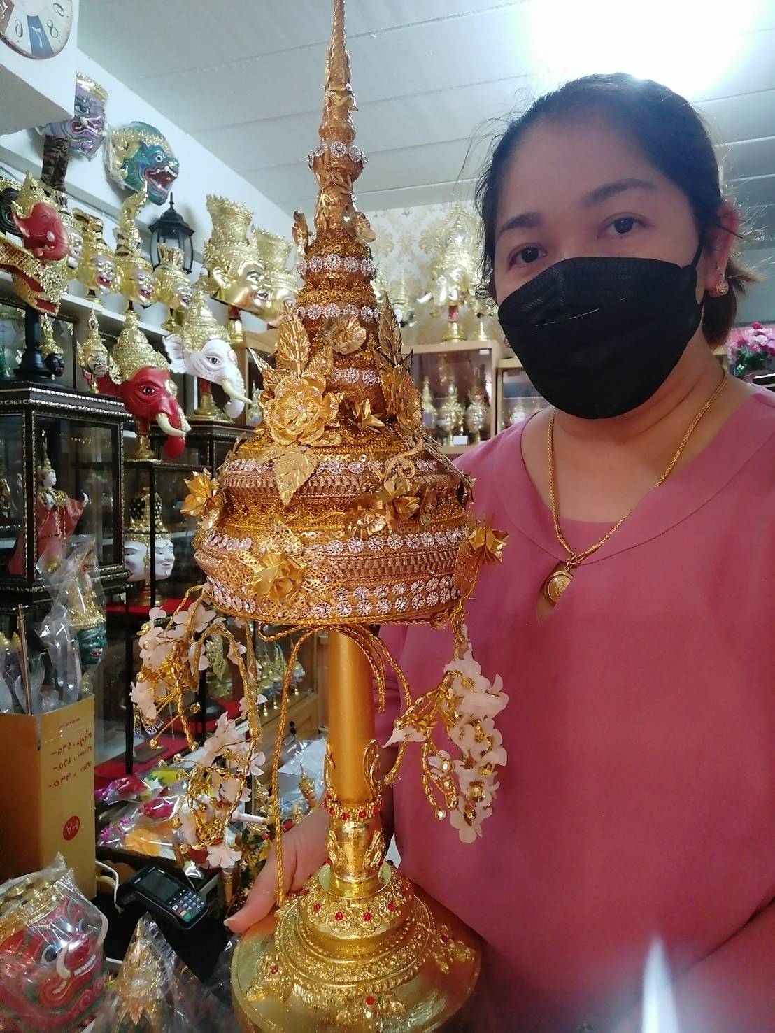 รัดเกล้า งานประดับตกแต่งแฟชั่น วัสดุเกรดดี พร้อมฐานทองตีลายประดับเพชร