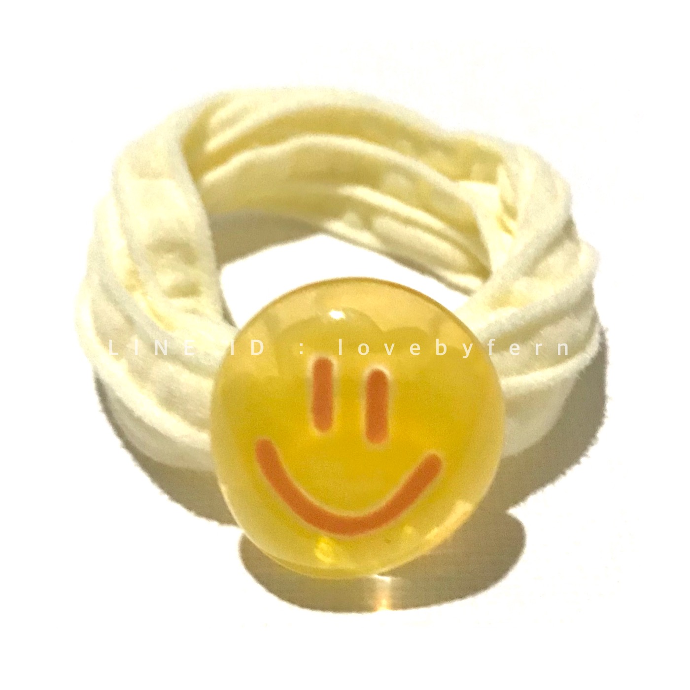 ยางรัดผมเกาหลี สีเหลือง smile 2.3 cm งานน่ารัก สวยๆ ยางดี #MadeinKorea #ยางมัดผมเกาหลี