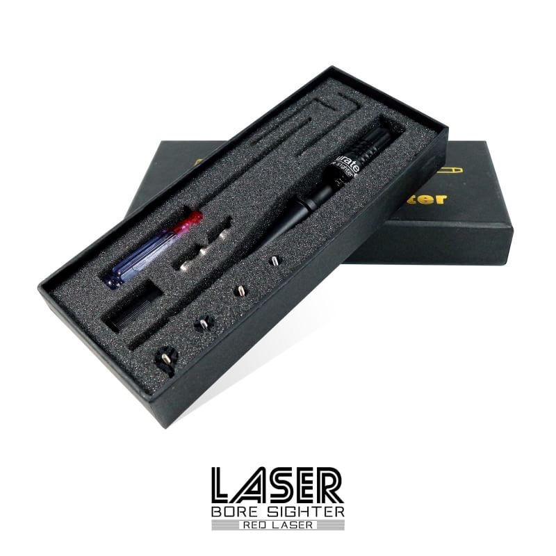 Laser Bore Sighter ( สีแดง ) ชุดเลเซอร์สำหรับปรับตั้งศูนย์ ปืนกับกล้องเล็ง ( red dot ) สามารถใช้ปรับได้ทั้ง ปืนสั้นและยาว ลำกล้องขนาดต่างๆ ในชุดมีแถมหัวล๊อคลูกยาง ตั้งแต่ .22 ถึง ขนาด 0.50 cal แถมฟรี ไขควง และ ประแจหกเหลี่ยม สำหรับปรับขัน วิธีใช้งาน 1. ใส