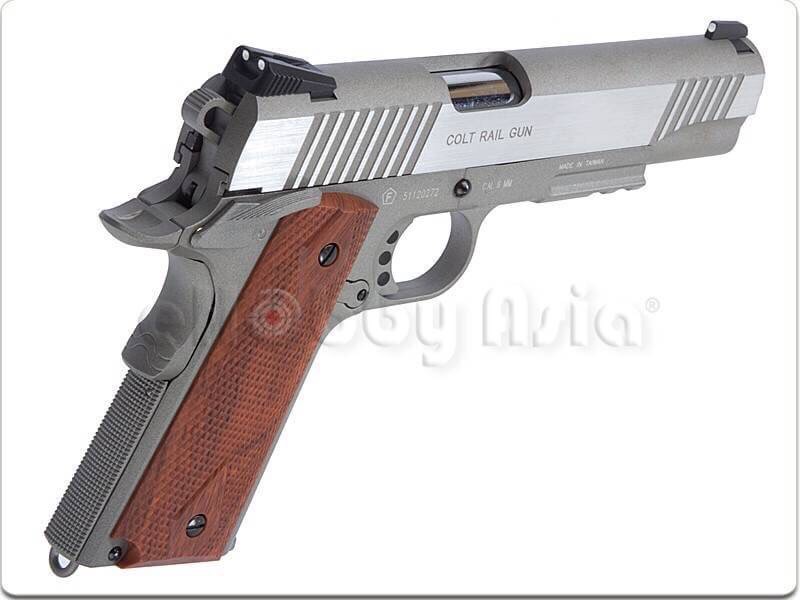New.CYBERGUN COLT 1911 Rail CO2 GBB Pistol (Stainless) ราคาพิเศษ