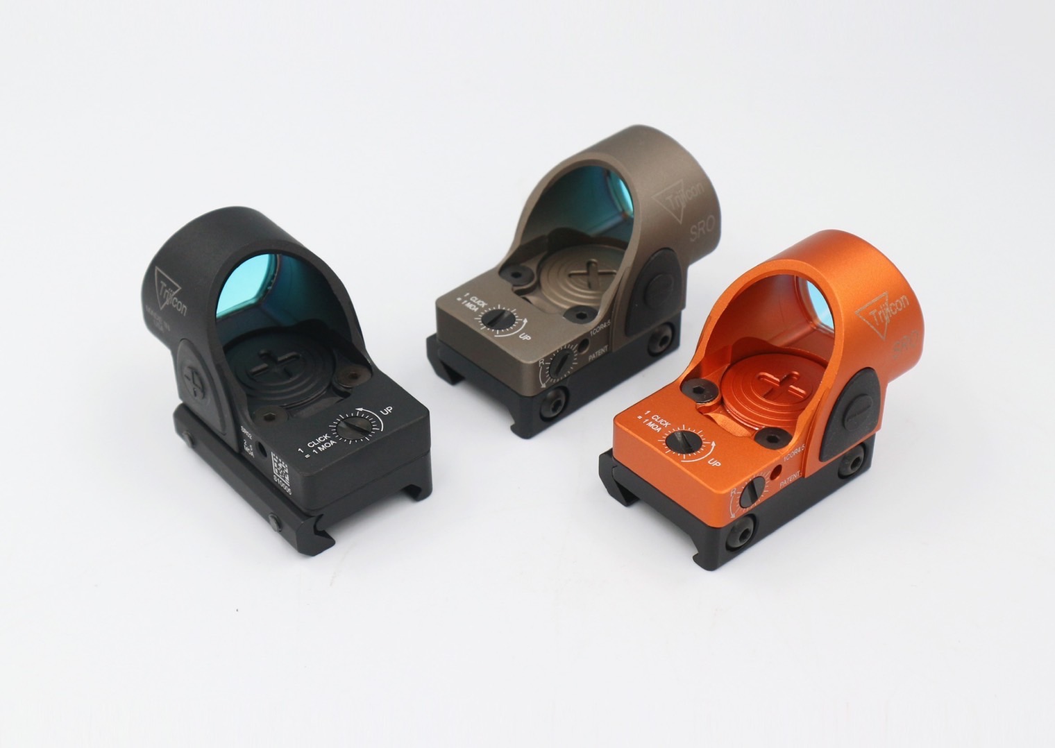 New.Trijicon SRO Red Dot ผลิตจากวัสดุ Aluminum ทำผิว hard anodized ขนาด 2.5 MOA Dot Red dot สีแดง คมชัด รูปร่างขนาดเล็ก Low Profile มาพร้อมขาจับ mount แบบ 20 มม. และ Glock mount ( บีบีกัน ) ปรับระดับความสว่างง่าย +/- ด้านข้าง Battery : 1*CR2032 (แถมมา) แถ