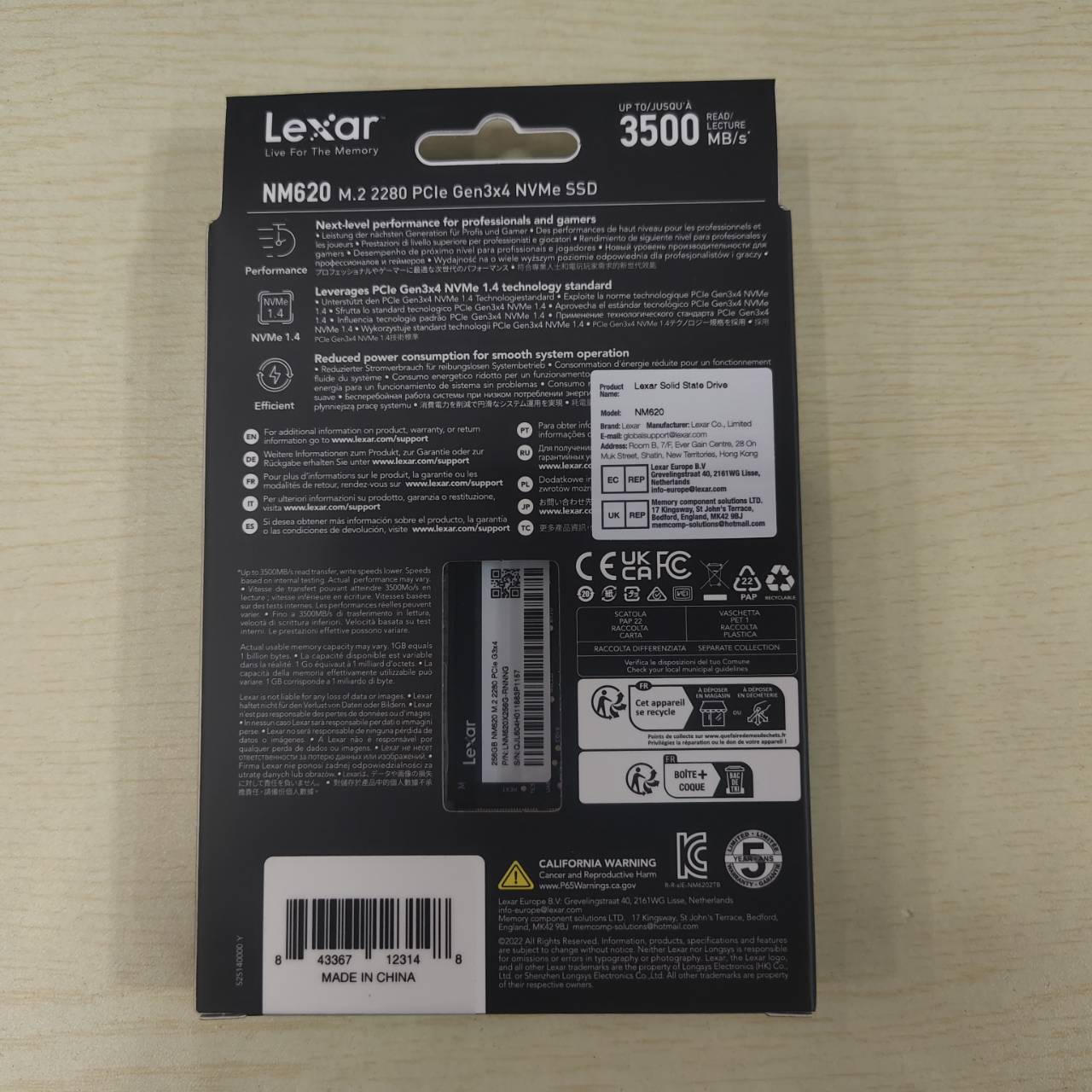 SSD M.2 NVME 256 GB Lexar MM620 ประกันศูนย์ 22/1/2028