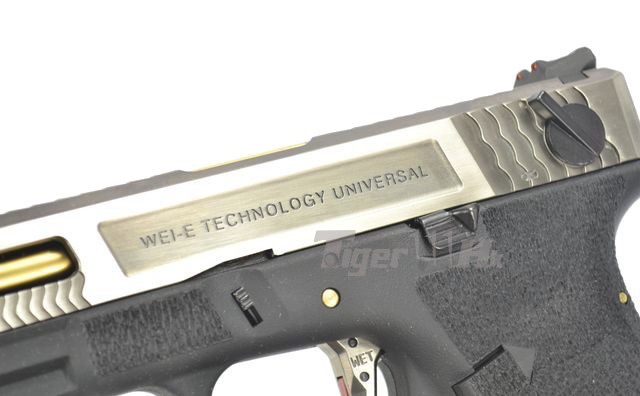 Glock35 T3 Gen4 สไลด์เงิน ท่อทอง เฟรมดำ WE