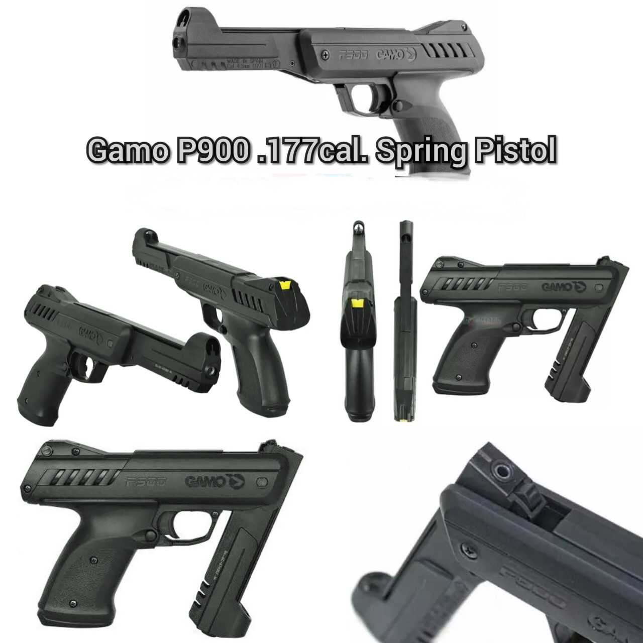 ปืนอัดลมGamo P900 .177cal. Air Pistol ✅Spring หักลำสปริง ✅Made in Spain ✅ระยะหวังผล 7-15m. ✅ความเร็ว SP 350Fps. ✅น้ำหนัก Weight 1700gr ✅ลำกล้องเหล็ก 12 เกลียว ✅โครงสร้างโพลิเมอร์ ABS ✅ความยาว Lenght 
