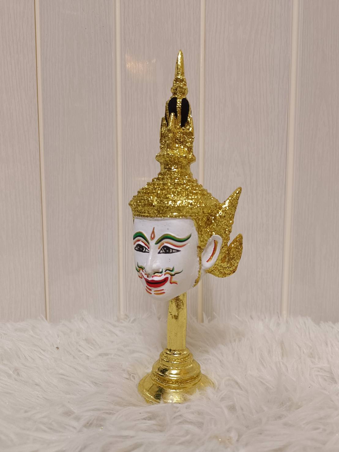 หัวโขน เศียรครู พระปัญจะสิงขร พร้อมฐานทอง ขนาดกลาง4 นิ้ว (เรซิ่น)