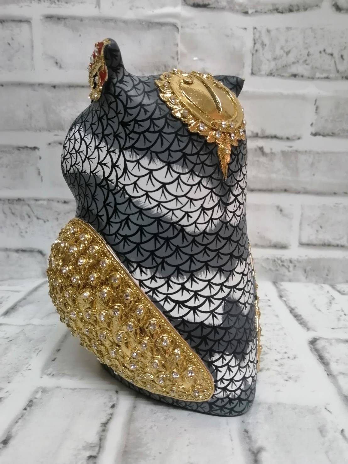 นกฮูก ทองเค ประดับเพชร