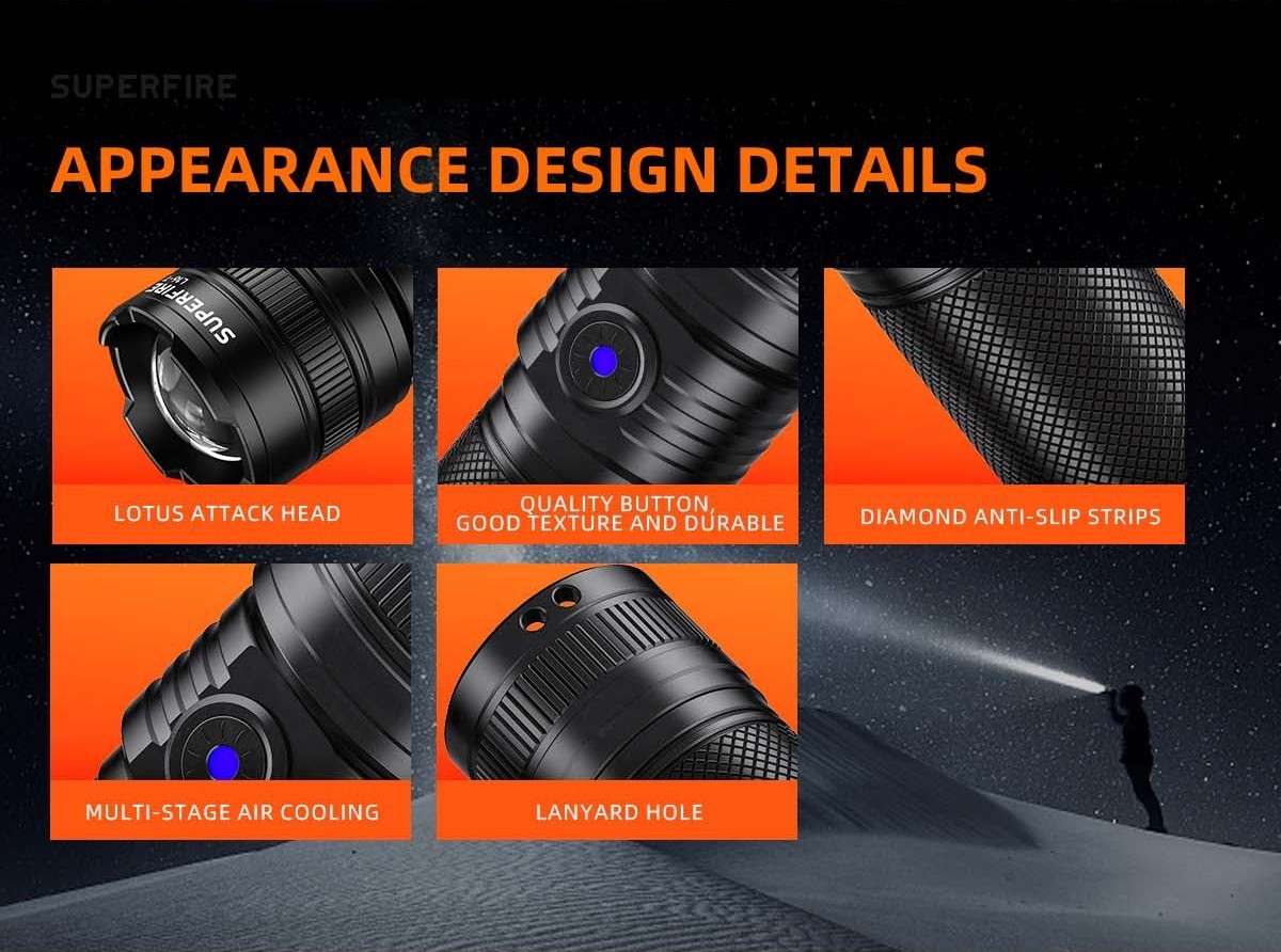 (loud volume) สินค้าใหม่ค่ะ 🔥 ไฟฉาย Supfire รุ่น L16-T 🔦 ตัวเรือนผลิตจาก 6061-T6 aviation aluminum 🔦 หลอด CREE XPE LED 15W 🔦 ความสว่างสูงสุด 900 Lumens 🔦 ระยะส่องสว่าง 300 เมตร Zoom ได้ 🔦 ใช้งานได้ยาวต่อเนื่