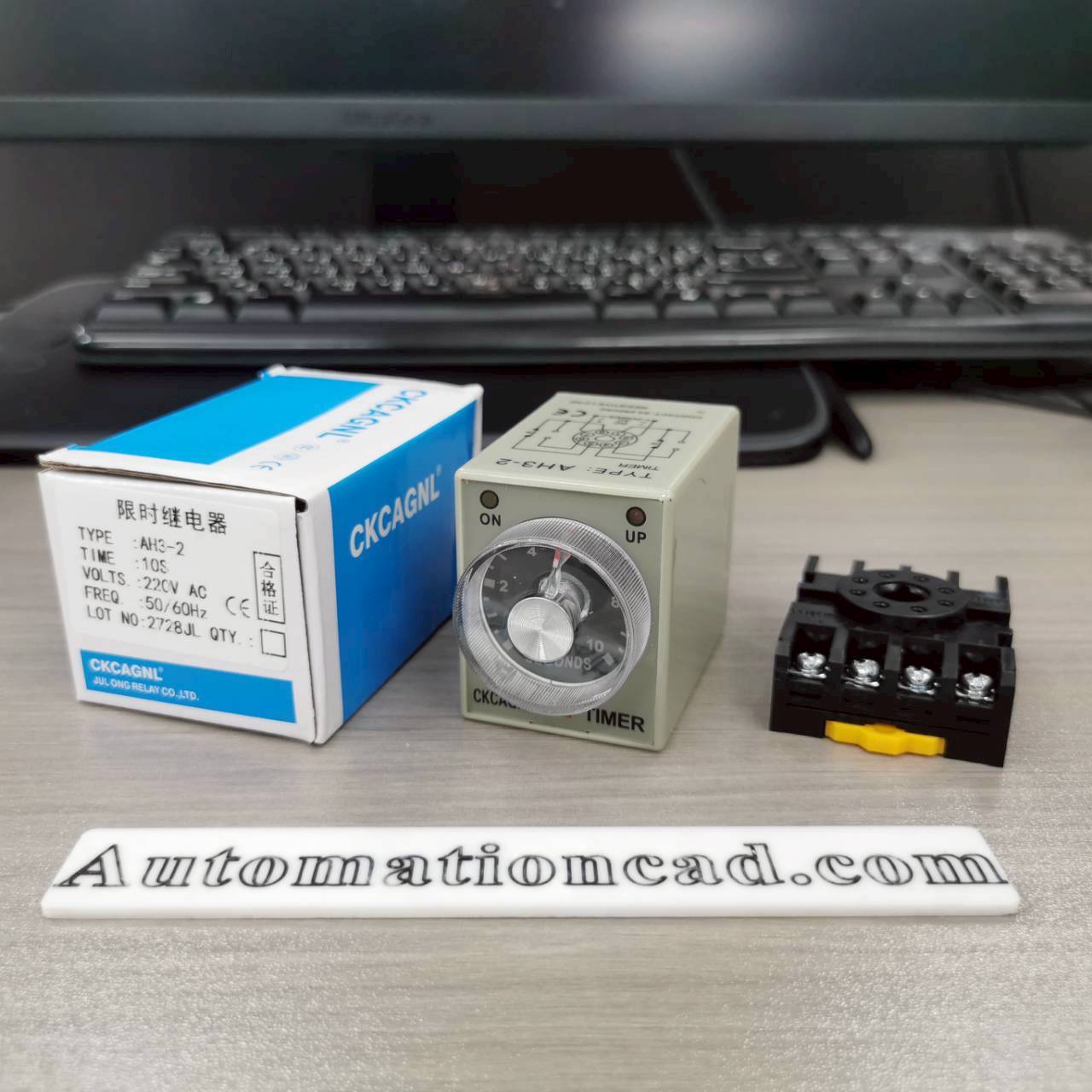 CKC Timer AH3-2 220V ไทม์เมอร์ ฟรีซ็อกเก็ต ช่วงเวลา 10 วินาที Delay-ON CONTACT NO/NC 2 ชุด