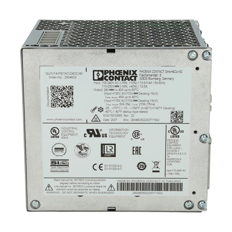 POWER SUPPLY QUINT4-PS/1AC/24DC/40 - 2904603 PHOENIX CONTACT พาวเวอร์ซัพพลาย 24VDC 40 A