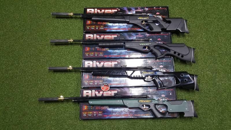 New.ปืนอัดลมปั๊มอินโดSharp River 5.5mm.cal. Slide Pump Air Rifle เบอร์ 2 ✔แรง 600Fps. ✔Body Wood ไม้ ✔Slide Pump 3-9 ครั้ง ✔ป้อนกระสุนทีละนัดยิง ✔ลำกล้อง Barrel 67cm ✔มาพร้อมศูนย์หน้า-หลัง ✔หวังผล 25-35m.ไก