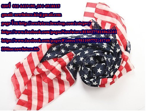 b0011ผ้าพันคอ ผ้าคลุมไหล่ ผ้าพันคอแฟชั่น ลายธงชาติอเมริกา