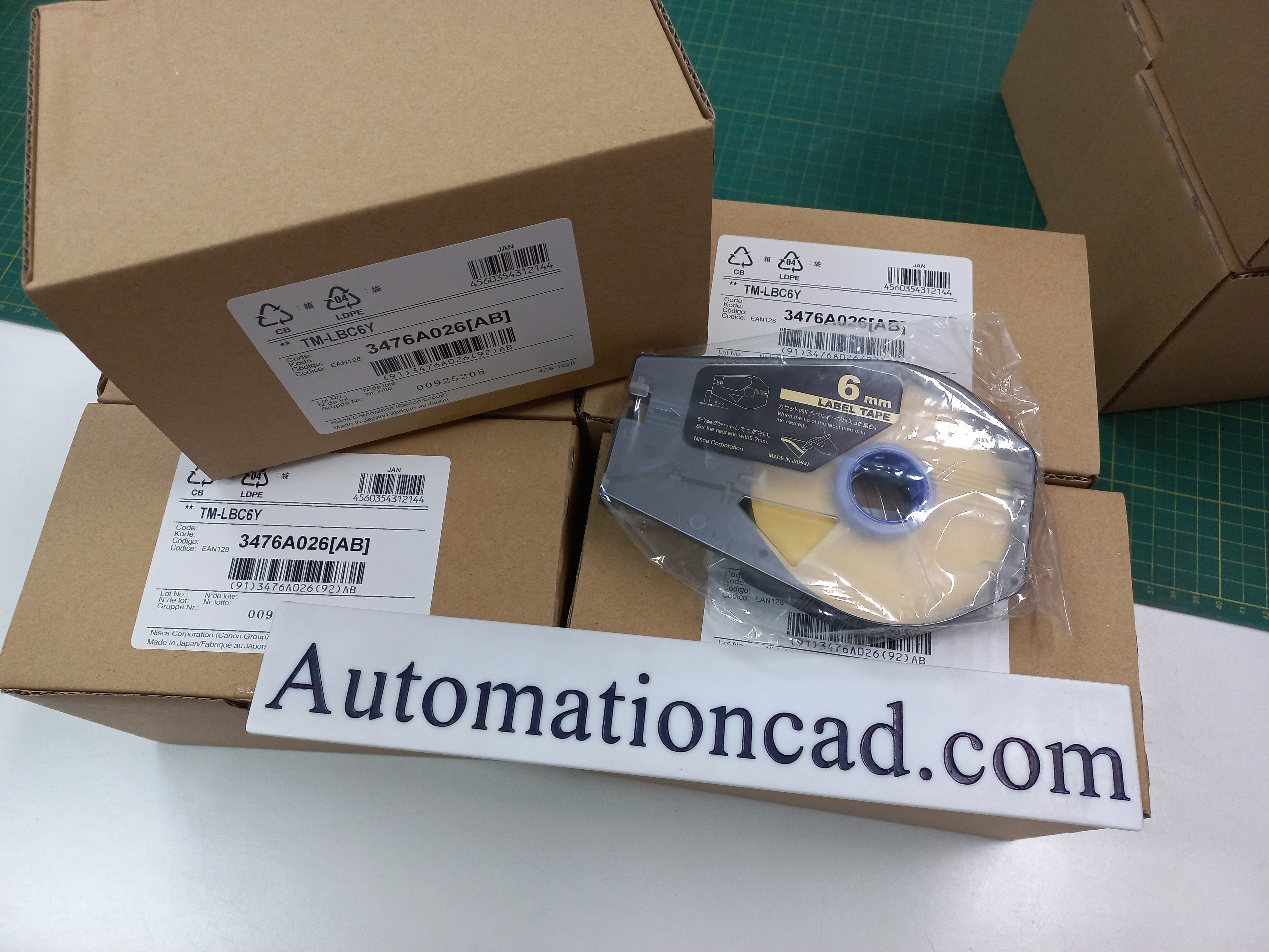 สติ๊กเกอร์ Label 6mm. Yellow เครื่องพิมพ์ CANON รุ่น MK1500 MK2600 M-1std 3476A026