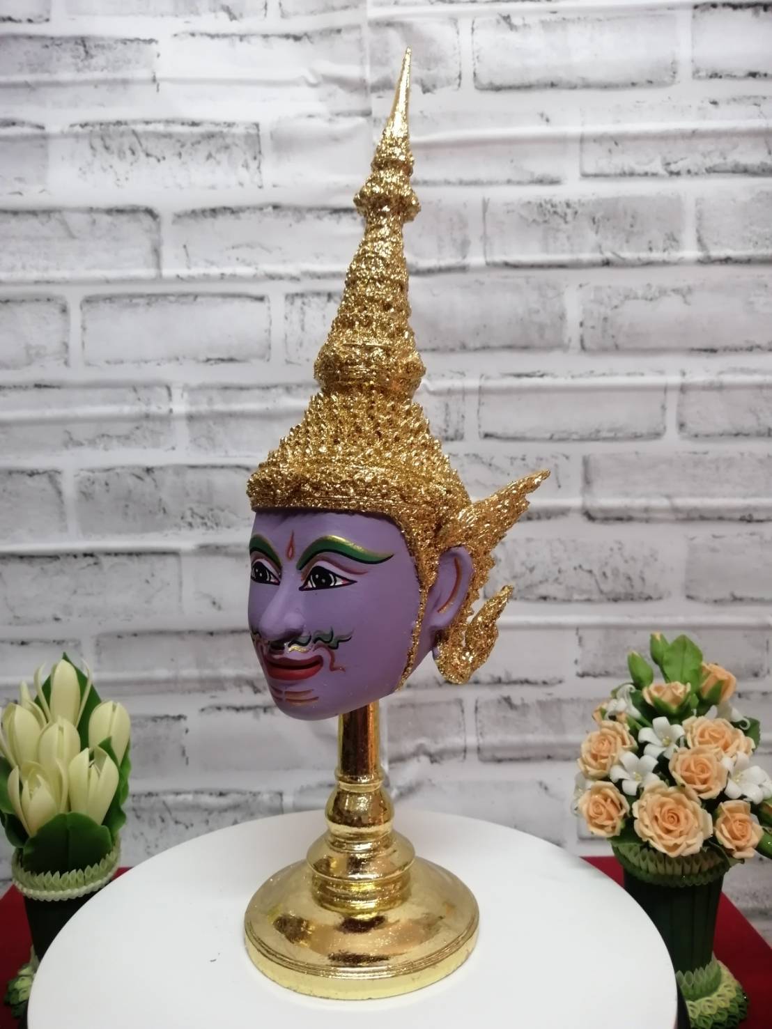 เศียรครู พระนารายณ์ ขนาด 5 นิ้ว พร้อมฐานปิดทอง