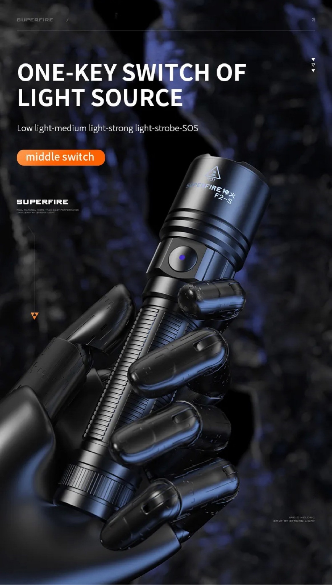 New. 🔥ไฟฉาย Supfire รุ่น F2-S 🔦ตัวเรือนผลิตจาก 6061-T6 aviation aluminum 🔦หลอด CREE XPE LED 15W 🔦ความสว่างสูงสุด 700 Lumens 🔦ระยะส่องสว่าง 220 เมตร 🔦ใช้งานได้ยาวต่อเนื่องนาน 4 ชั่วโมง 🔦ขนาดไฟฉาย 132(
