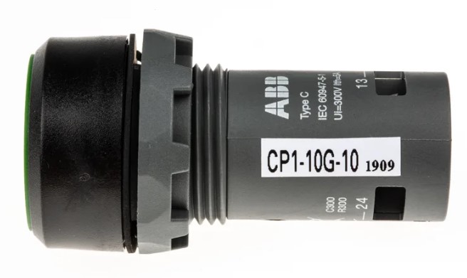 ปุ่มกด ABB Push Button Switch 1NO สวิตซ์กดเด้งกลับ รู 22 mm สีเขียว