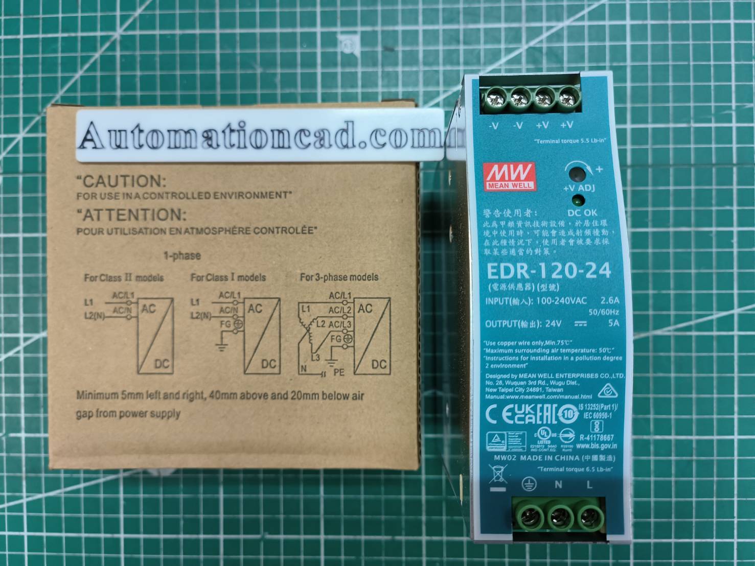 EDR-120-24 พาวเวอร์ซัพพลาย MEANWELL POWER SUPPLY 120W 24VDC