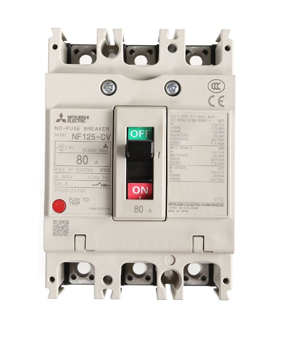 เบรกเกอร์ NF125-CV 3P 80A มิตซูบิชิ MITSUBISHI 80A 3POLE NF125 CV NF125CV