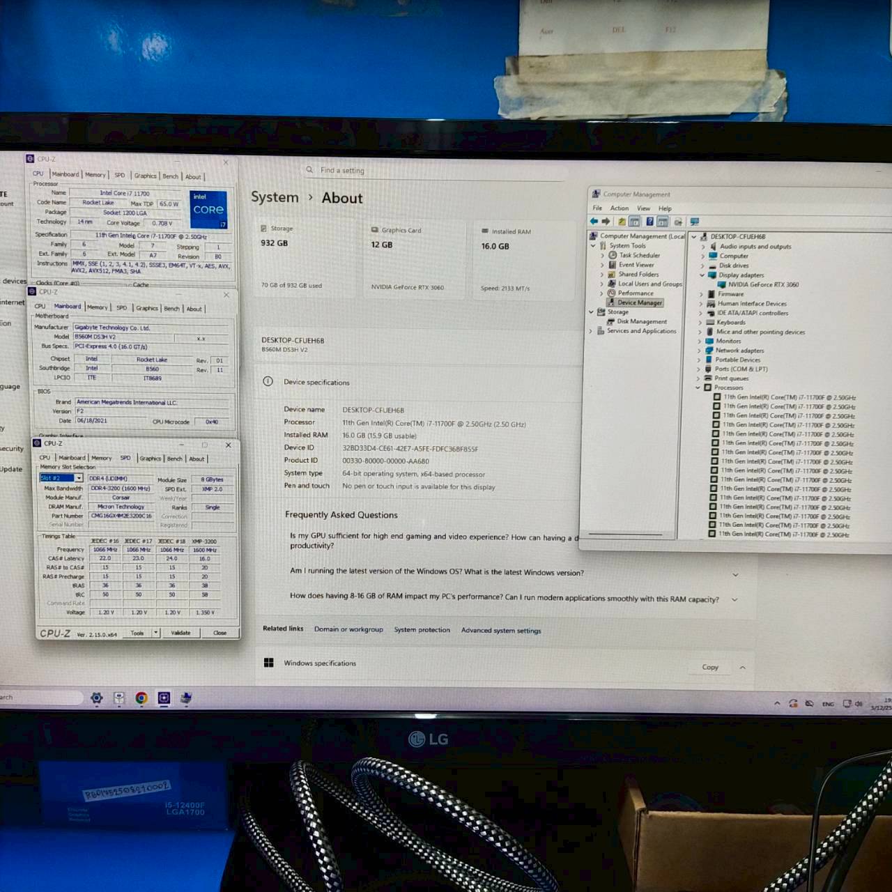 CPU + M/B Core i7 – 11700F 2.50GHz M/B Gigabyte B560M DS3H V2 (1200) ประกัน 2 เดือน