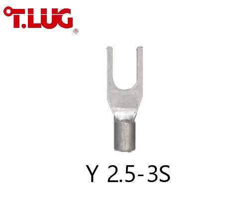 หางปลาแฉกเปลือย Y2.5-3S TLUG ใช้กับสาย 2.5sq.mm หางปลาก้ามปู (100 ชิ้น/ห่อ)