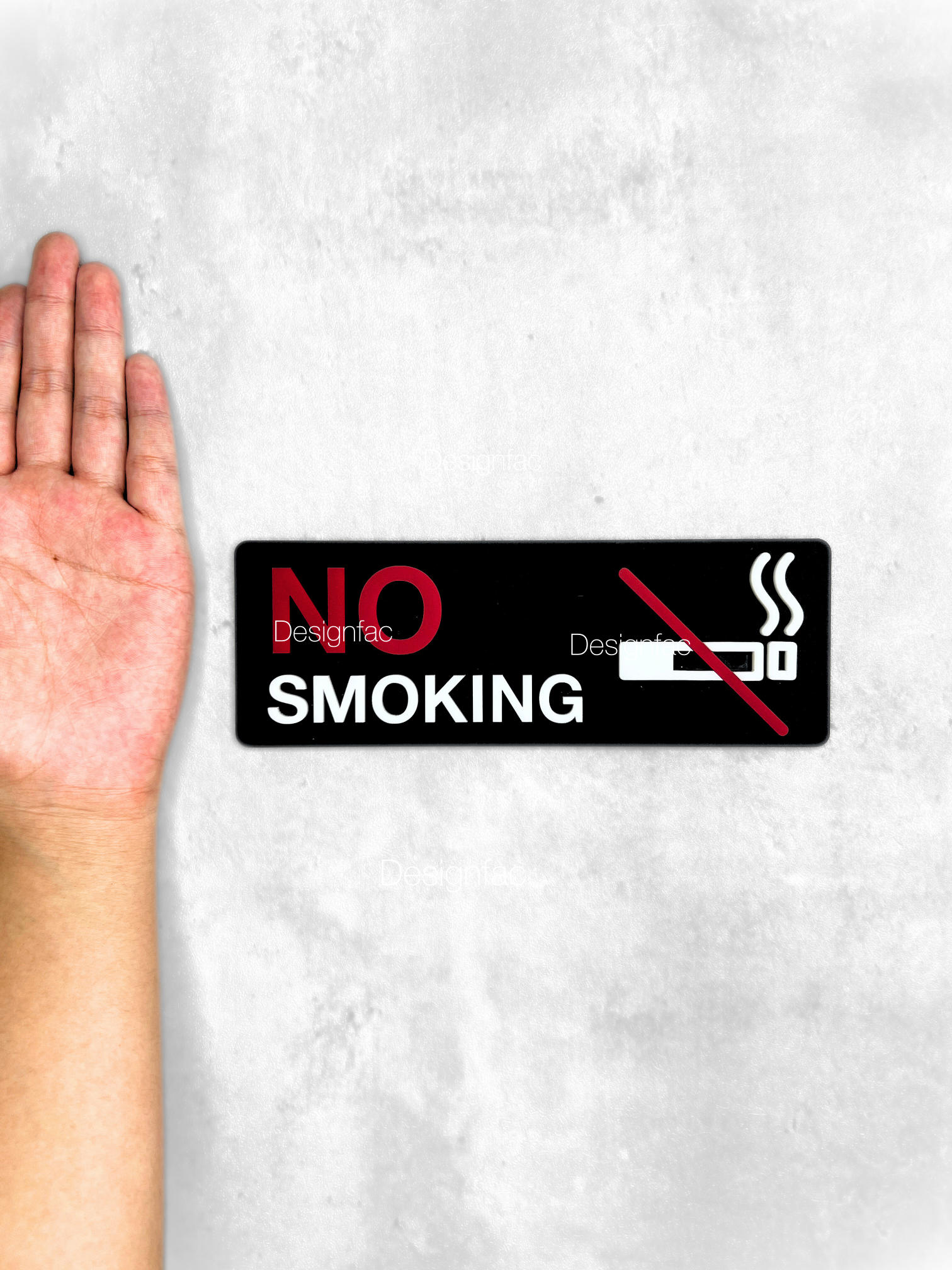 ป้ายห้ามสูบบุหรี่คาดแดง NO SMOKING พร้อมส่ง ป้ายห้าม ป้ายเตือน สไตล์โมเดิร์น ลอฟท์ มินิมอล