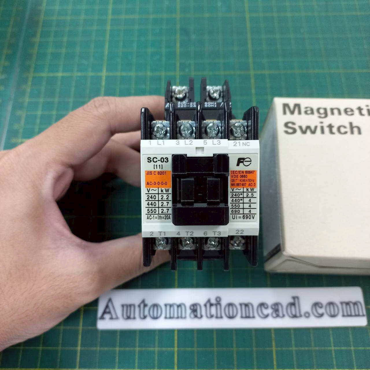 SC-03 CONTACTOR FUJI ELECTRIC แมกเนติก คอนแทคเตอร์ รุ่น SC-03 Coil 220V 3P 1NO 20A Magnetic Switch