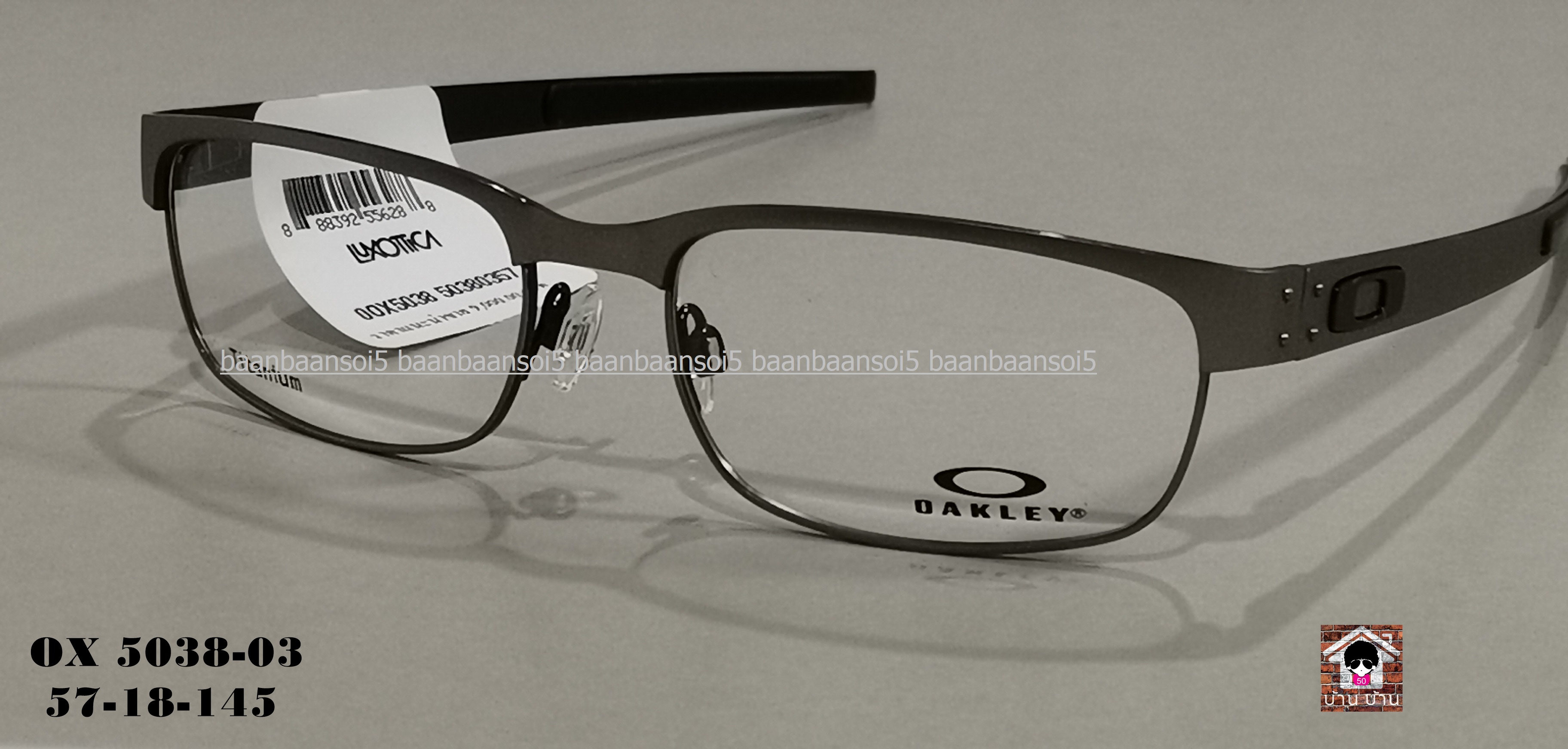 OAKLEY METAL PLATE 5038 03 TITANIUM โปรโมชั่น กรอบแว่นตาพร้อมเลนส์ HOYA ราคา 6,700 บาท