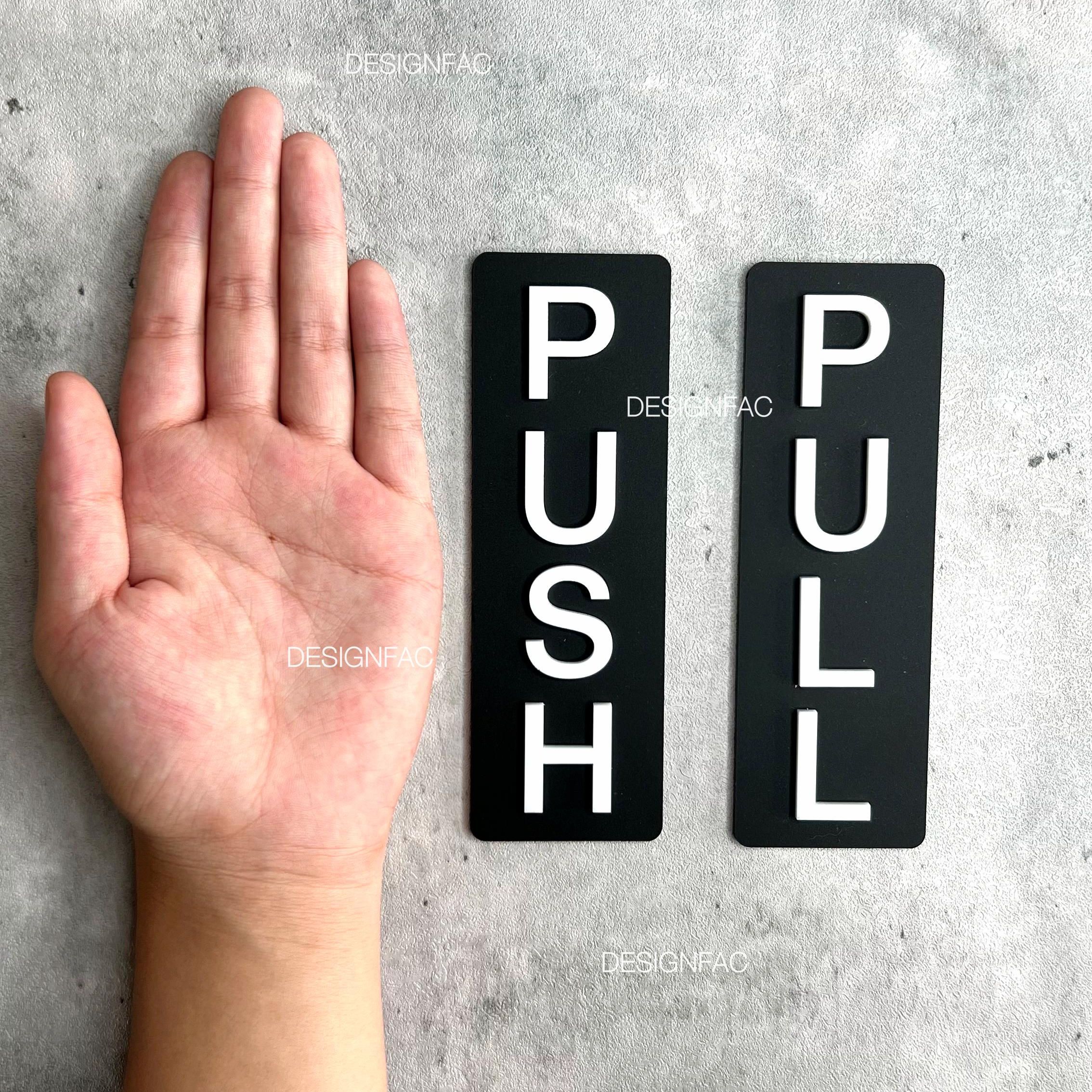 ป้ายดึงผลัก ป้ายผลักดึงแนวตั้ง PULL PUSH ป้ายติดประตู ป้ายสัญลักษณ์ สไตล์โมเดิร์น ลอฟท์ มินิมอล