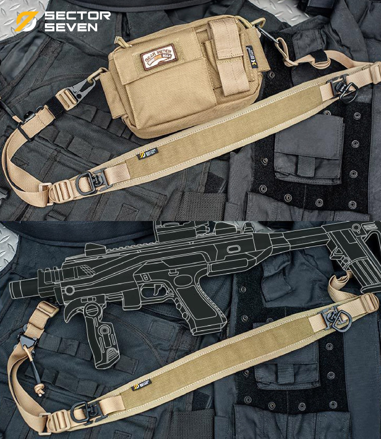 สายสะพาย 2 จุด Sector Seven ( Sector Seven Two Point Sling ) 📌ผลิตจากผ้า Cordura 1000D 📌สาย 2 จุดแบบเอนกประสงค์ปรับใช้งานกับ M16, M4, ลูกกรด, ลูกซอง และอื่นๆ ได้ 📌มี Quick Pull Adjust buckle ปรับระยะและตำแหน่งการใช้งานได้สะดวก และร
